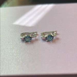 Elegant Sterling Silver and Blue Gemstone Earrings
